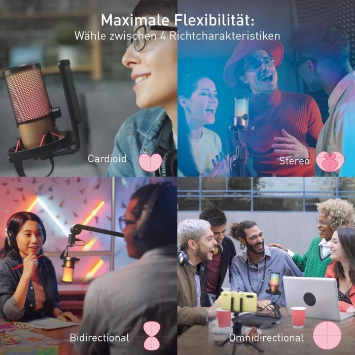 CHERRY UM 9.0 PRO USB Mikrofon mit RGB Gaming/Streaming Microphone Schwarz [B-WARE]