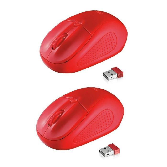 Trust Primo Kabellose Optische Maus USB Funkmaus 1600 DPI Rot [2er]