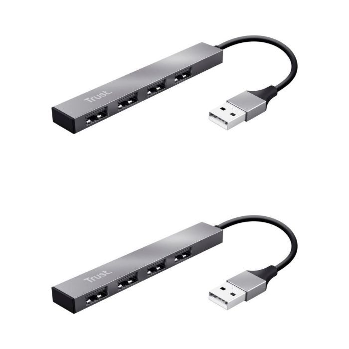 Trust Halyx Mini USB 2.0 Hub 4 Ports Plug and Play USB Datenhub [2er]