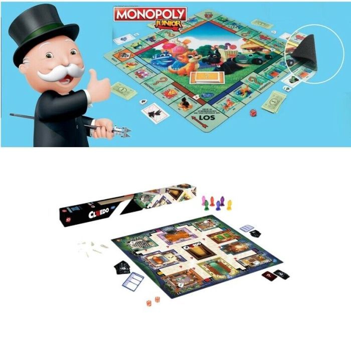 JUNIOR SPIELESET: HASBRO Monopoly + CLUEDO Junior XL Spielmatte 61x61cm Deutsche Version Spiel