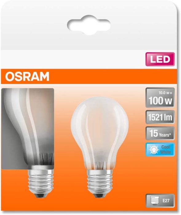Osram LED Filament E27 Lampe 100W Birne Kaltweiss 4000K Leuchtmittel [2ER]