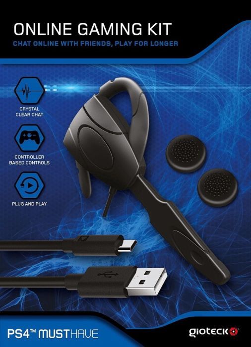 Gioteck Online Gaming Kit für PS4 Wired Headset mit Ladekabel, Griffe Kopfhörer [B-WARE]