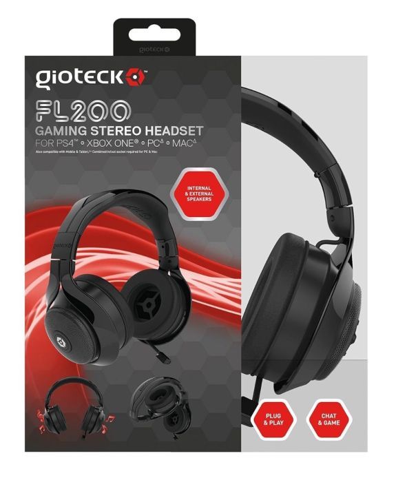 Gioteck FL200 Wired Gaming-Stereo-Headset Kabelgebunden Kopfhörer Schwarz [B-WARE]