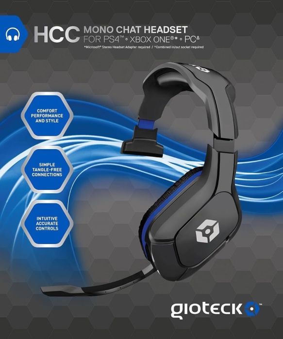 Gioteck HCC Mono Chat-Headset 3,5mm Kabelgebunden Kopfhörer für PS Schwarz [B-WARE]