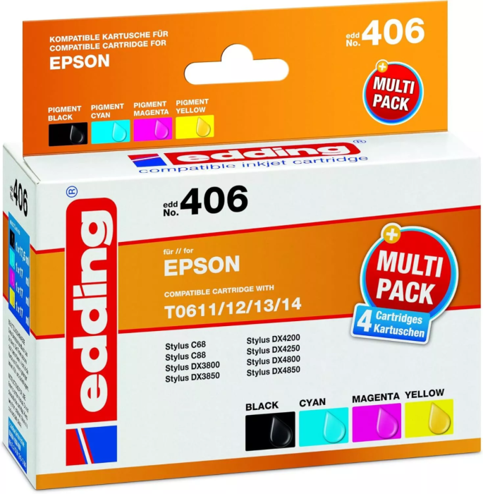 Edding EDD-406 kompatibel für Epson Stylus D/Dx Ersetzt T0611/T0612/T0613/T0614