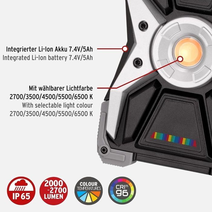 Brennenstuhl Rufus 3020 LED Baustrahler außen Akku PROFI Arbeitsstrahler mit USB RGB CRI96