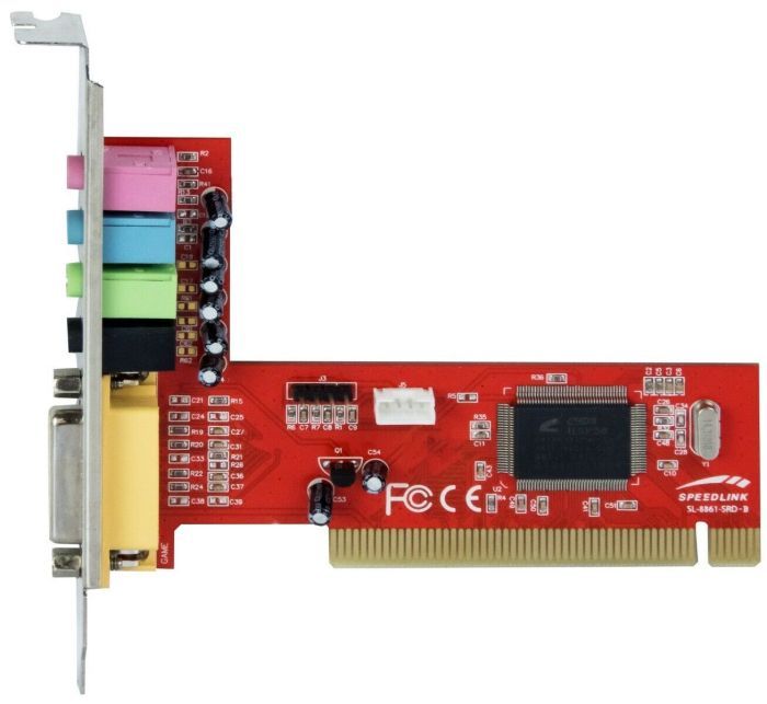 Speedlink (B-WARE) STAGE 4 Channel PCI Sound Card (Soundkarte, 4-Kanalausgabe für 3D Klangeffekte, MIDI-Schnittstelle für zwei Game-Controller) rot