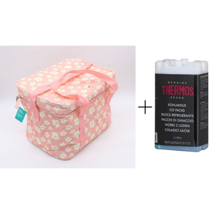 Fiduciashop Kühltasche 24L Camping Thermotasche Zwei Kühlfächer Picknicktasche mit Thermos 2ER Kühlakku