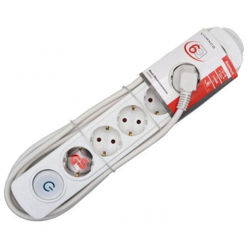 Vivanco™ Steckdosenleiste mit Schalter 37650, Innenraum, 4 m, 6 AC-Ausgänge, Typ C (Euro-Stecker), Typ C, Kunststoff 