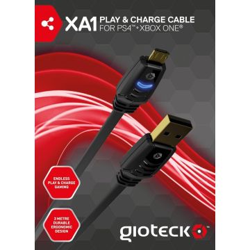 Gioteck XA1 Ladekabel Controller Kabel für PS4/XBOX One Charge Cable 3m