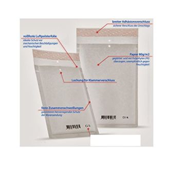 100x Luftpolstertaschen Luftpolsterversandtaschen Versandtaschen Weiss - Größe E 240 x 275m