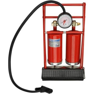 Fischer Fußpumpe Doppelzylinder Luftpumpe Duokopf mit Manometer