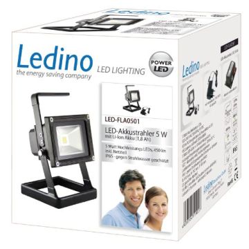 Ledino LED-Akkustrahler 5 W Li-Ionen Akku 