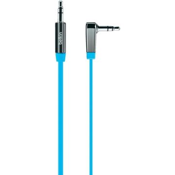 Belkin flaches Audio-Kabel (3,5 mm auf 3,5 mm mit abgewinkeltem Klinkeanschluss, 0,9 m) blau