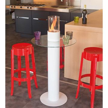 Tischfeuer Tischkamin Feuertisch 120cm Gartenkamin Bio-Ethanol Kamin Weiß