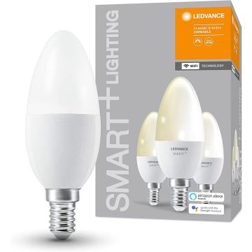 LEDVANCE Smarte LED-Lampe mit WiFi E14 Dimmbar Warmweiß Glühlampe 40 W [3er-Pack]