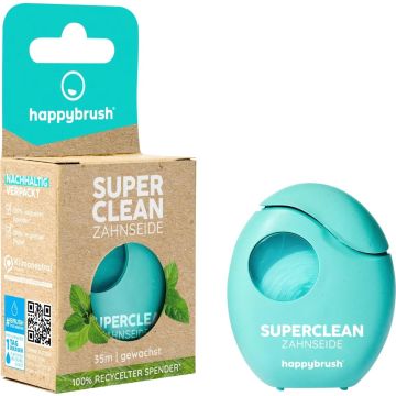 Happybrush Vegane Zahnseide SuperClean 35m Antibakterielle Zahnseidehalter 10ER