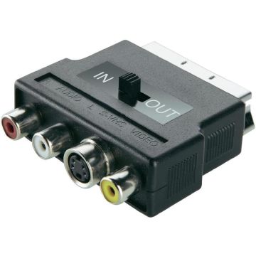 Belkin TV Scart Adapter Composite 3x Cinch & S-Video Buchse mit IN/OUT Schalter