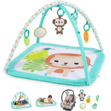 Bright Starts Safari Spielmatte Krabbeldecke mit 5 Spielzeuge