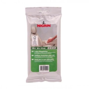 NIGRIN Auto Leder Pflegetücher Feuchttücher [16ER-PACK]