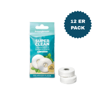 Zahnseide Happybrush 12ER SuperClean Refill 35 Meter Rollen Minzgeschmack