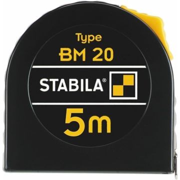 STABILA Taschenbandmaß BM20 5m Stahlband mit cm/mm-Teilung ohne LOGO