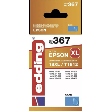 Edding EDD-367 Druckerpatrone Multipack Kompatibel für Epson 18XL T1812 Cyan