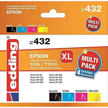 Edding EDD-432 Druckerpatrone Multipack für Epson 18XL, T1816, T1811, T1812, T1813,T1814