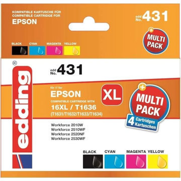 Edding EDD-431 Druckerpatrone Multipack für Epson 16XL T1636, T1631, T1632, T1633, T1634