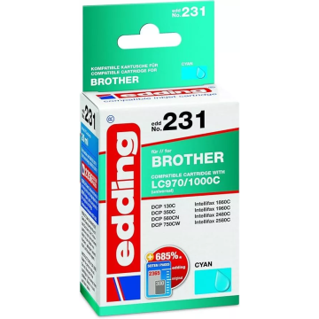 Edding edd-231 Druckerpatrone Brother LC970C/LC1000C cyan 20 ML Einzelpatrone