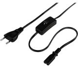 Hama Euro Netzkabel mit Schalter 2-polig Eurostecker Stromkabel