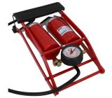 Fischer Fußpumpe Doppelzylinder Luftpumpe Duokopf mit Manometer