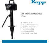 Kopp Außensteckdose Erdspieß mit 2 Schutzkontakt Gartensteckdose 1.5m