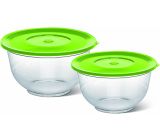 Emsa 2er Set Salatschalen mit Deckel Transparent/grün
