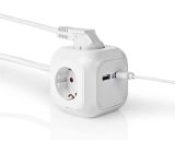 Vivanco 4-fach Steckdosenwürfel mit 2er USB Steckdosenleiste 
