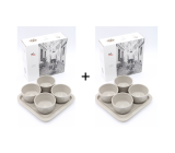 Staub Tapas Set Dipschalen Tablett Keramik Grau 21,5 x 21,5cm -0,15 L- [8er set]