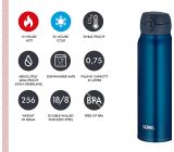Thermos Isolierflasche Edelstahl 0,75l Trinkflasche Wasserflasche Blau