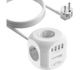 RealPower 4-fach Steckdosenwürfel mit 3 USB & 1 USB-C mit Schalter