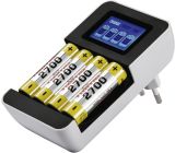 Hama Batterieladegerät AA AAA Akku Ladegerät Batterieprüfer LCD-Display