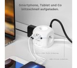 RealPower 4-fach Steckdosenwürfel mit 3 USB & 1 USB-C mit Schalter