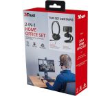 Trust Doba 2in1 Home Office Set USB Kopfhörer mit Mikrofon und HD Webcam 