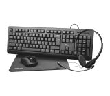 Trust Primo QWERTZ Tastatur Maus Mauspad Kopfhörer 4 in 1 Set 