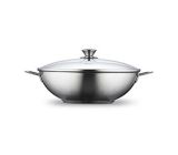 Fontignac Wokpfanne mit Deckel 32 cm Induktion Pfanne Edelstahl + Gratis KitchenAid Set