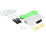 HUDORA Badminton-Set mit Netz - 4 Badminton-Schäger + 2 Kork Badminton-Bälle