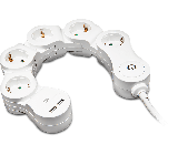 ISY 5 Fach Schwenkbare Steckdosenleiste 2 USB Anschluss mit Schalter 