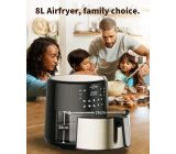 Askyors Heißluftfritteuse 8L XXL Airfryer Friteuse für 6-8 Personen 