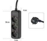 Hama 3-Fach Steckdosenleiste Mehrfachsteckdose 1,4m Schwarz