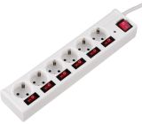 Hama 6-Fach Steckdosenleiste Schaltbar Mehrfachsteckdose 1,4m 