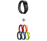 NINETEC Smartfit F2HR Fitnesstracker + 5x Ersatz Armband (Schwarz / Blau / Rot / Grün / ORANGE)