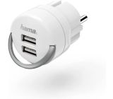 Hama 2x USB Ladegerät Steckdosenleiste Adapter 5V Netzteil Weiß 